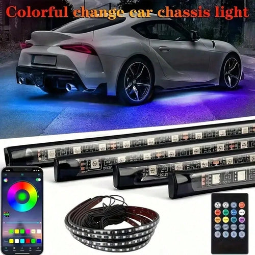 4-In-1 Car Chassis Decorative Lights, Multiple Lighting Change Modes For DIY, Car Underbody Modification Cool Effect Decoration Kit, Wireless APP Control Mode, Modern And Cool Car Decoration Supplies