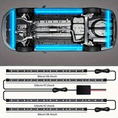 4-In-1 Car Chassis Decorative Lights, Multiple Lighting Change Modes For DIY, Car Underbody Modification Cool Effect Decoration Kit, Wireless APP Control Mode, Modern And Cool Car Decoration Supplies
