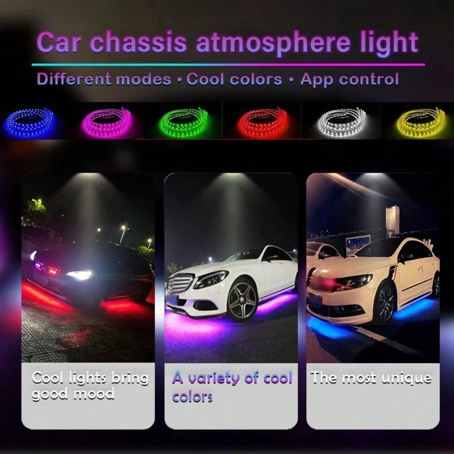 4-In-1 Car Chassis Decorative Lights, Multiple Lighting Change Modes For DIY, Car Underbody Modification Cool Effect Decoration Kit, Wireless APP Control Mode, Modern And Cool Car Decoration Supplies