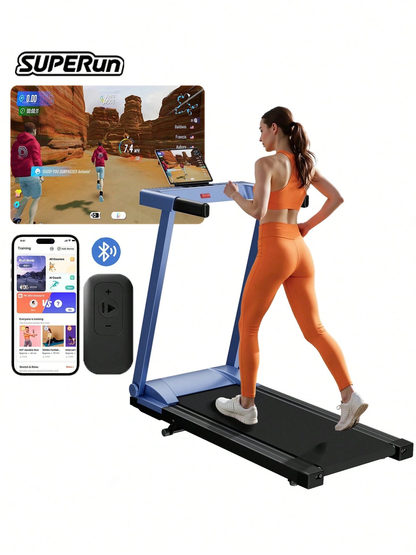 4-In-1 Treadmills For Home With Incline And Handles, Folding Treadmill Running Machine For Small Spaces 300 LB 3.0 HP 7.5 MPH Foldable Treadmill With Smart APP
