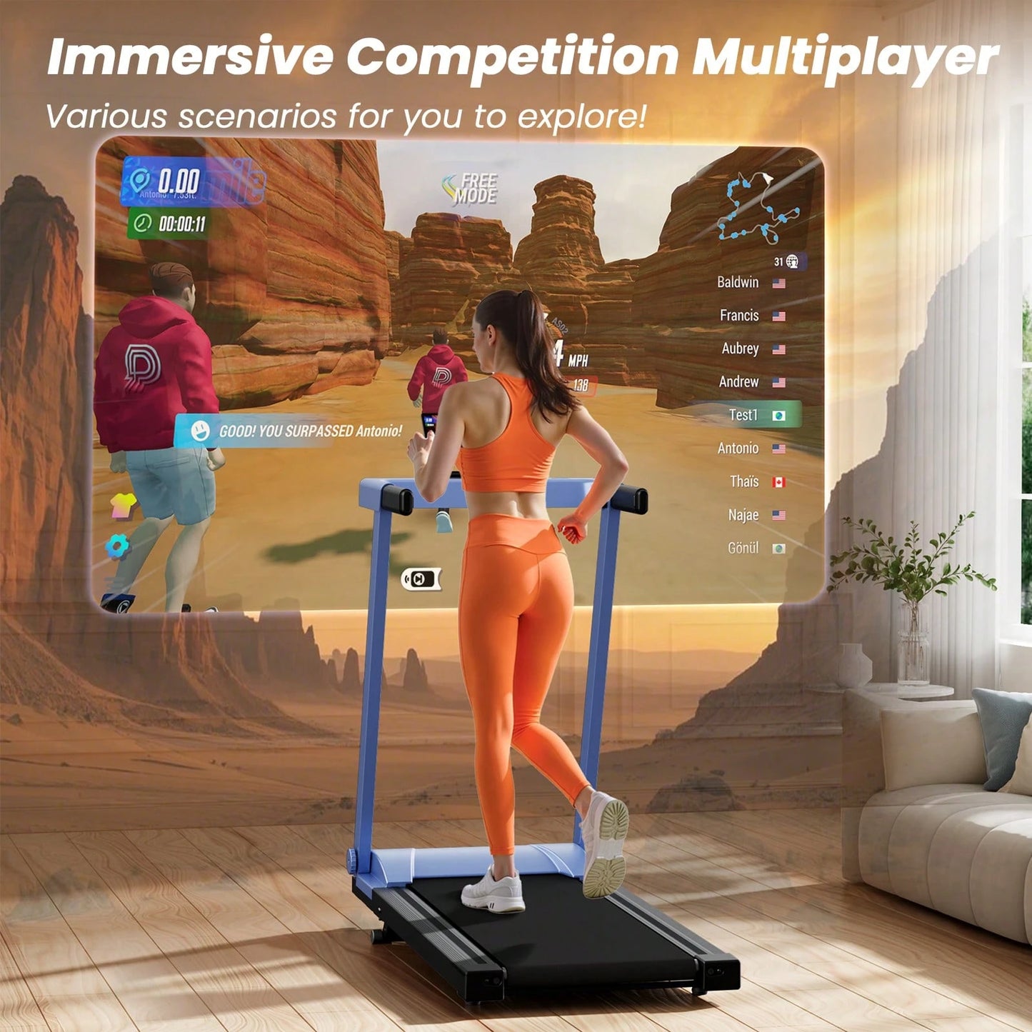 4-In-1 Treadmills For Home With Incline And Handles, Folding Treadmill Running Machine For Small Spaces 300 LB 3.0 HP 7.5 MPH Foldable Treadmill With Smart APP