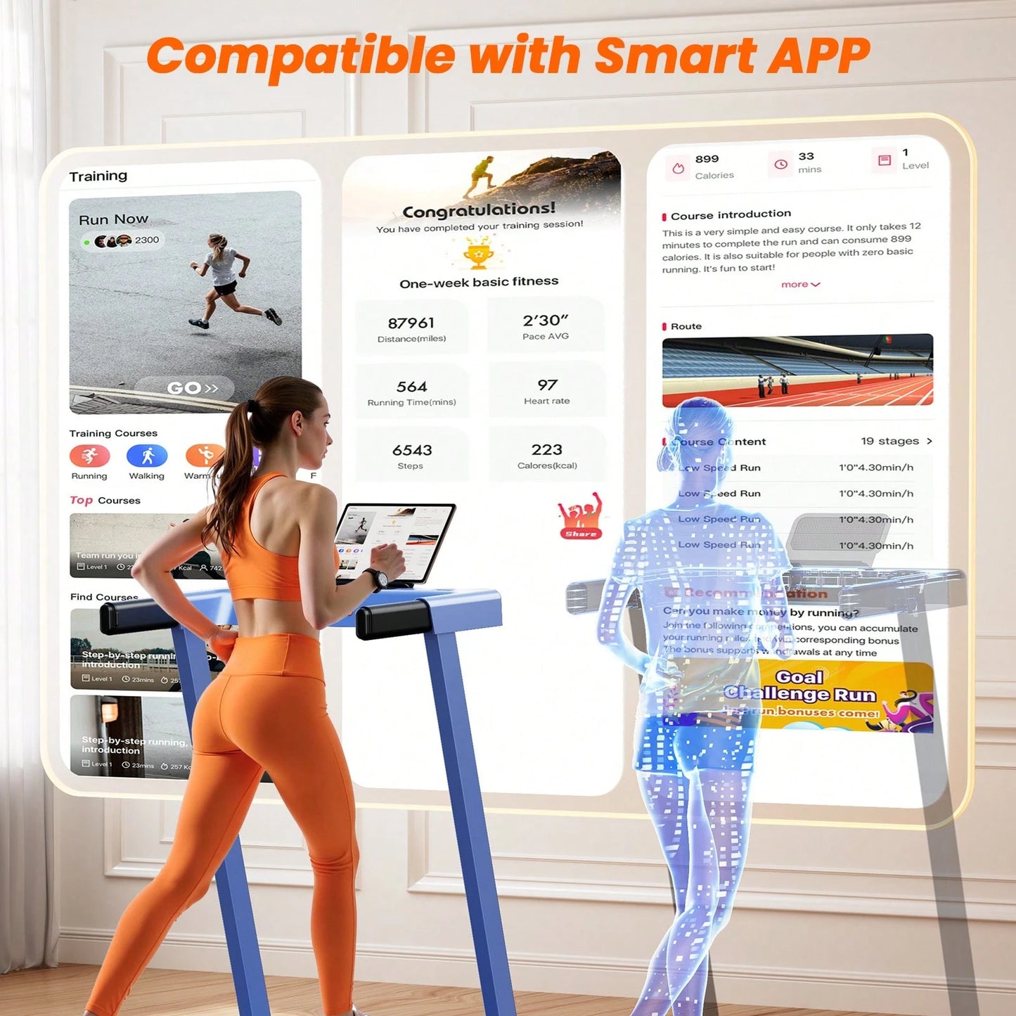 4-In-1 Treadmills For Home With Incline And Handles, Folding Treadmill Running Machine For Small Spaces 300 LB 3.0 HP 7.5 MPH Foldable Treadmill With Smart APP