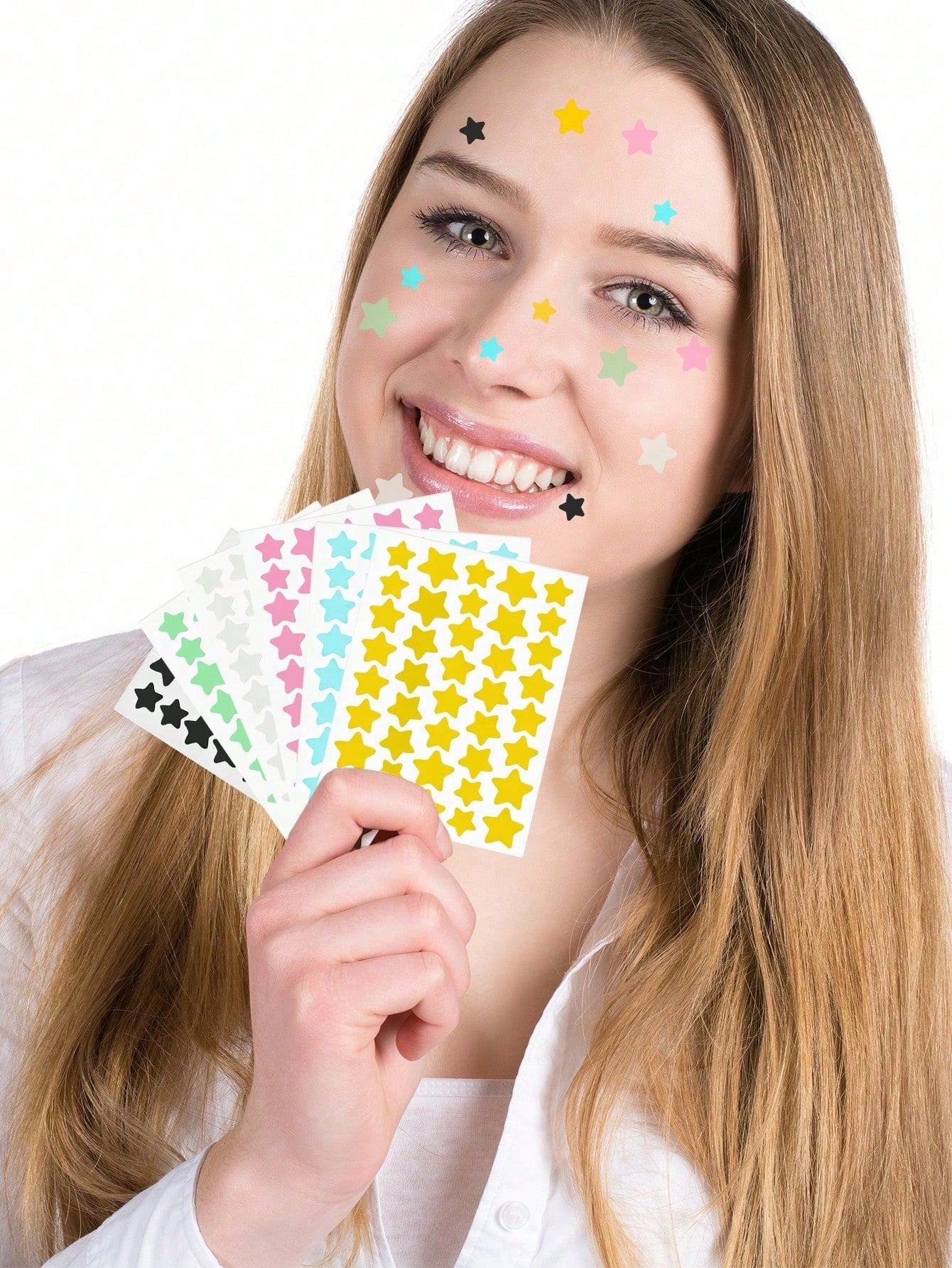 480/1200pcs Pink, Black, White, Blue, Purple, Green Star Pattern E-Star Face Stickers, Essential For Photography, Face Painting, Suitable For Various Parties, Gatherings And Entertainment Activities.