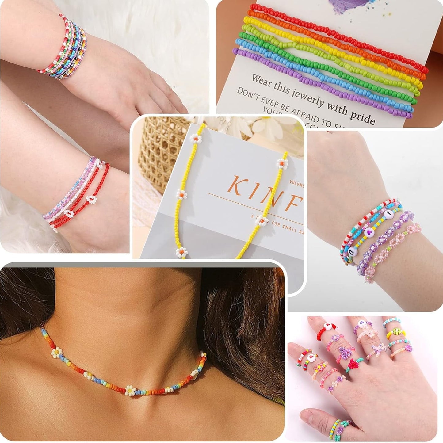4800/9600pcs Set/500pcs Loose Beads 3mm Seed Beads Jewelry Making Kit, For DIY Earrings, Bracelets, Rings, Necklaces, Gifts, Crafts, Making (Random Color)