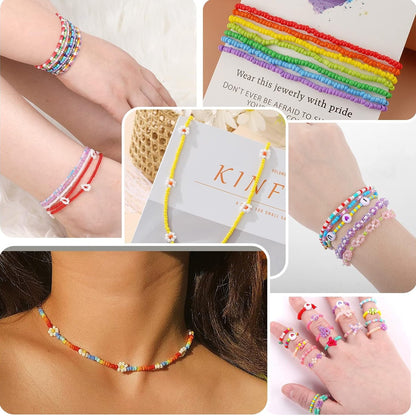 4800/9600pcs Set/500pcs Loose Beads 3mm Seed Beads Jewelry Making Kit, For DIY Earrings, Bracelets, Rings, Necklaces, Gifts, Crafts, Making (Random Color)