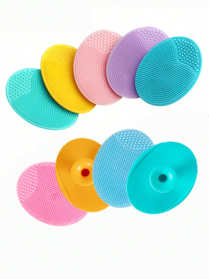 4pcs/2pcs/1pc Small Silicone Facial Cleansing Brush, Baby Shampoo Brush, Blackhead Remover, Soft Round Hair Washing Brush (Random Color)