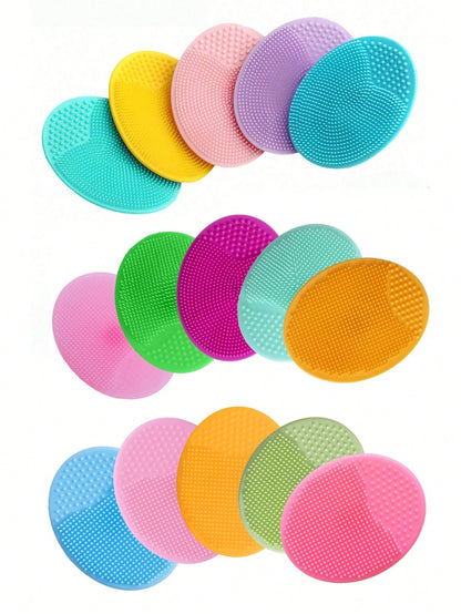 4pcs/2pcs/1pc Small Silicone Facial Cleansing Brush, Baby Shampoo Brush, Blackhead Remover, Soft Round Hair Washing Brush (Random Color)