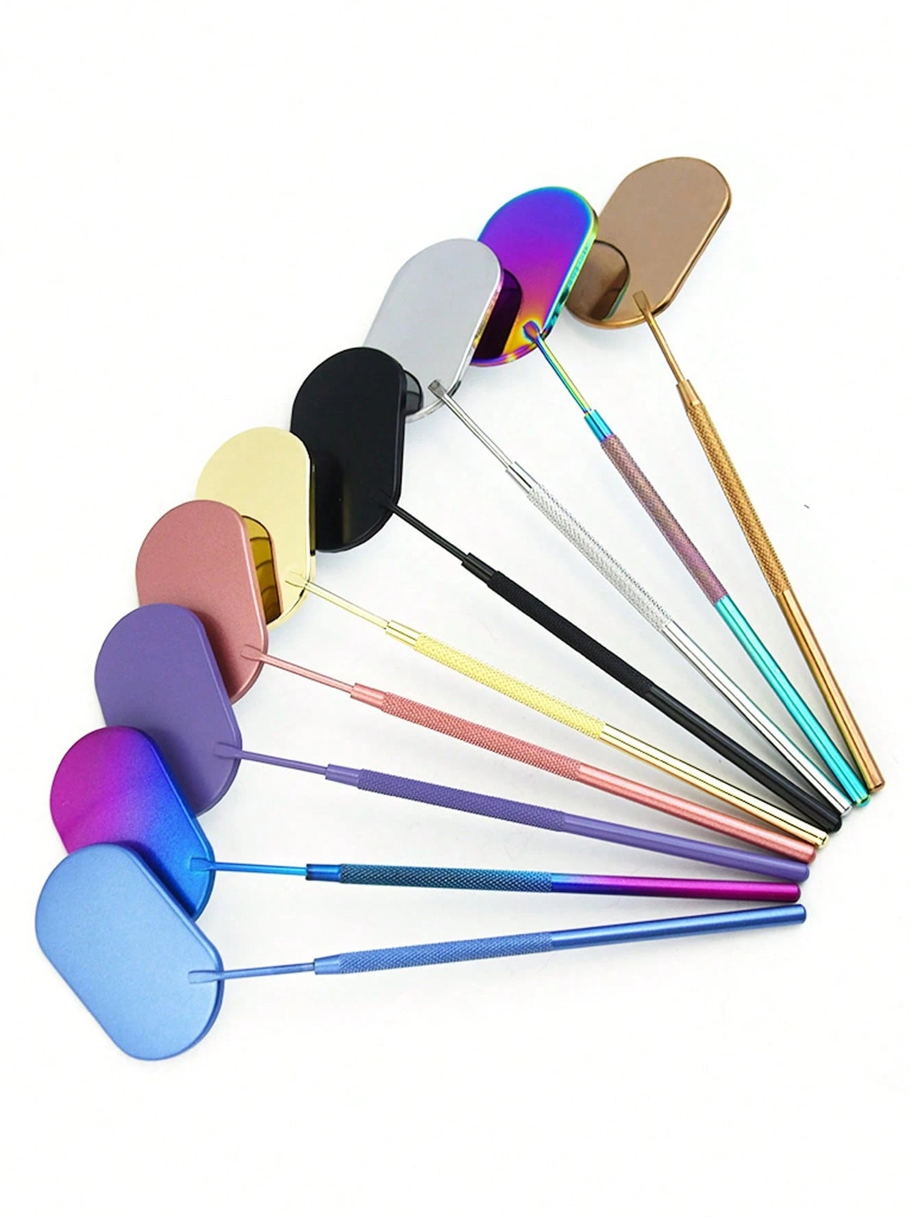 4pcs/2pcs/1pc Stainless Steel Multi-Function Eyelash Inspection Mirror, Makeup Mirror- Eyelash Extension Tool, Makeup, Room Decor, Vanity, Travel, Bedroom, Makeup Accessories, Mini Mirror, Portable M