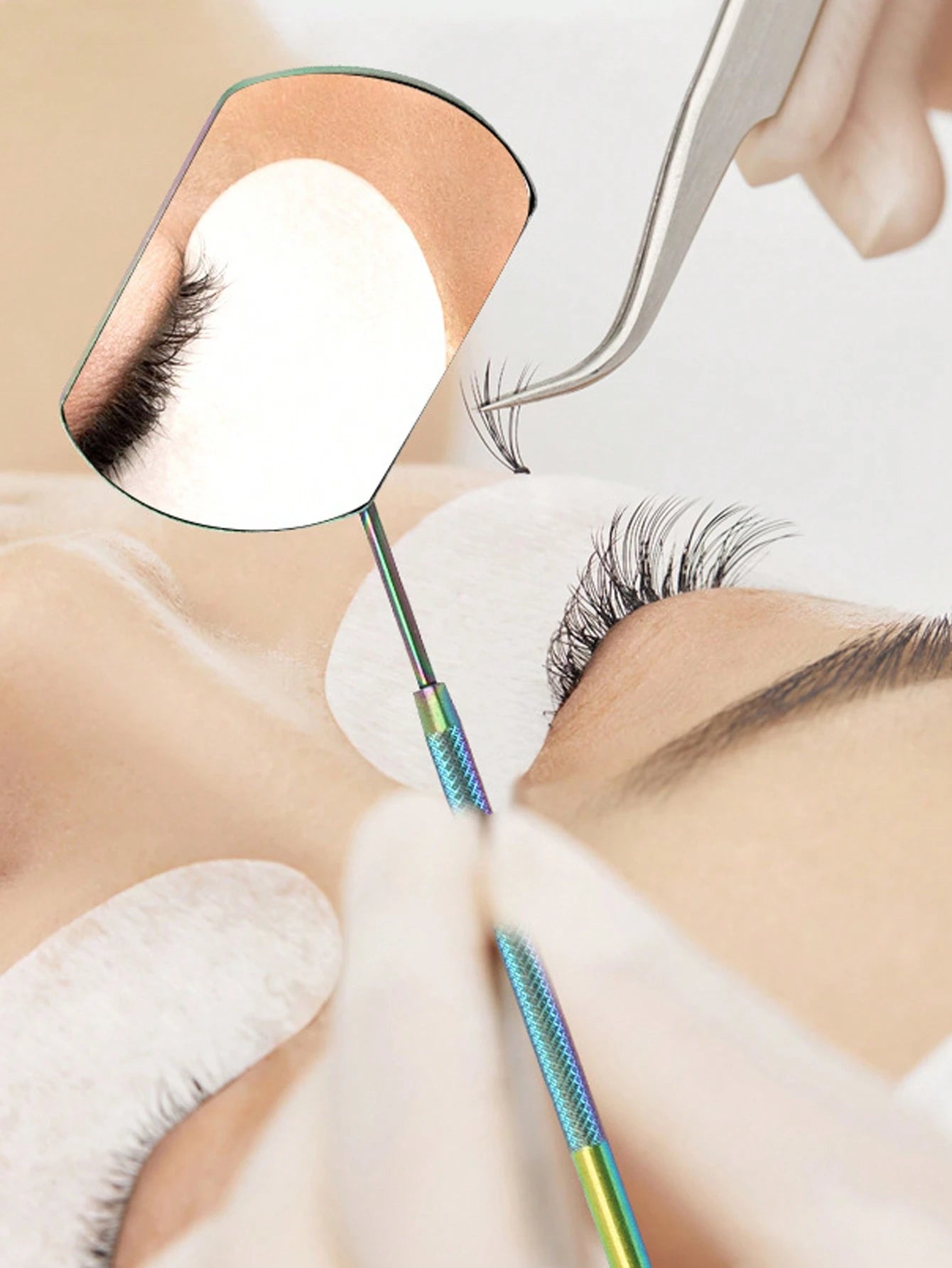 4pcs/2pcs/1pc Stainless Steel Multi-Function Eyelash Inspection Mirror, Makeup Mirror- Eyelash Extension Tool, Makeup, Room Decor, Vanity, Travel, Bedroom, Makeup Accessories, Mini Mirror, Portable M