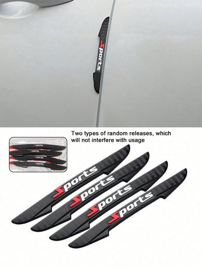 4pcs/8pcs Car Anti-Collision Fiber Texture Anti-Scratch Rearview Mirror & Door Edge Anti-Collision Strips (2 Styles Randomly Sent, Won't Affect Usage)