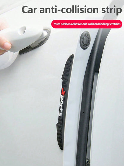 4pcs/8pcs Car Anti-Collision Fiber Texture Anti-Scratch Rearview Mirror & Door Edge Anti-Collision Strips (2 Styles Randomly Sent, Won't Affect Usage)