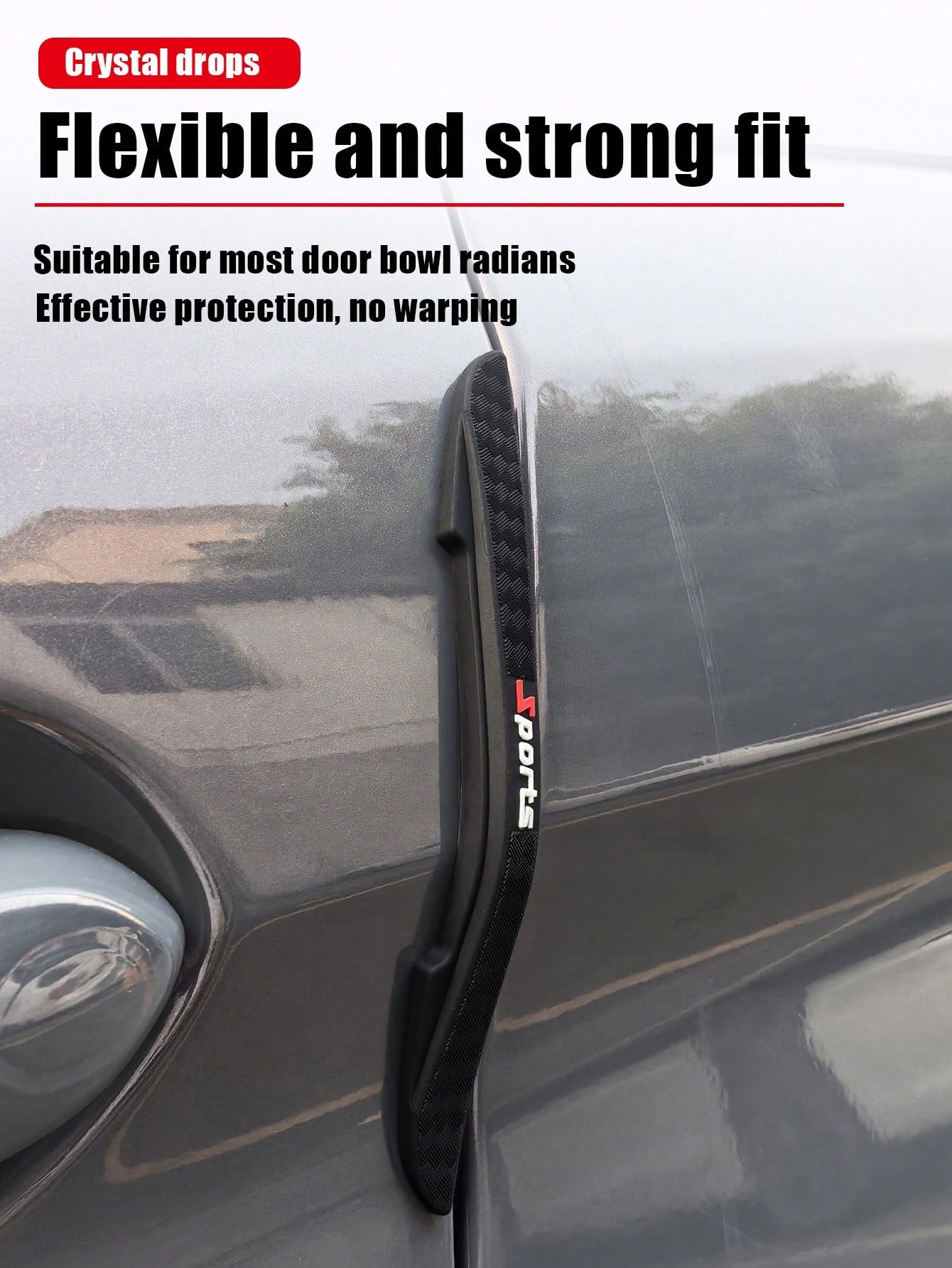 4pcs/8pcs Car Anti-Collision Fiber Texture Anti-Scratch Rearview Mirror & Door Edge Anti-Collision Strips (2 Styles Randomly Sent, Won't Affect Usage)