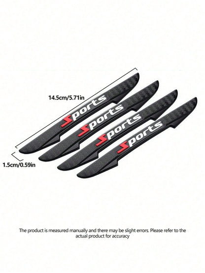 4pcs/8pcs Car Anti-Collision Fiber Texture Anti-Scratch Rearview Mirror & Door Edge Anti-Collision Strips (2 Styles Randomly Sent, Won't Affect Usage)