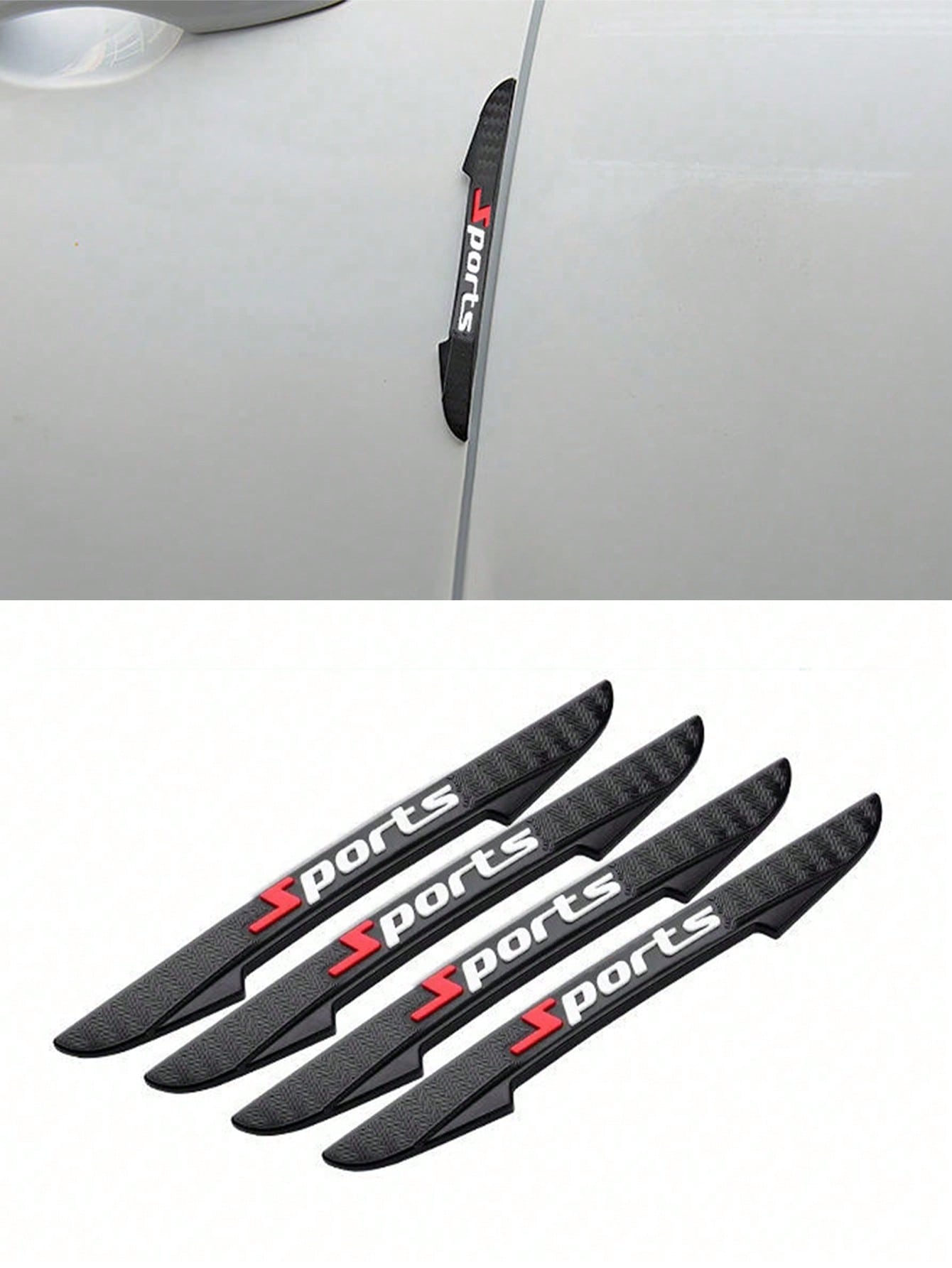 4pcs/8pcs Car Anti-Collision Fiber Texture Anti-Scratch Rearview Mirror & Door Edge Anti-Collision Strips (2 Styles Randomly Sent, Won't Affect Usage)