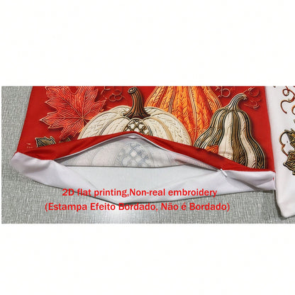 4pcs Autumn Harvest Pumpkin & Sunflower Throw Pillow Covers, Thanksgiving American Autumn Pumpkin & Maple Leaf Print Pattern, Single-Sided 2D Flat Print, Not 3D Realistic Embroidery, 45x45cm (18x18in)