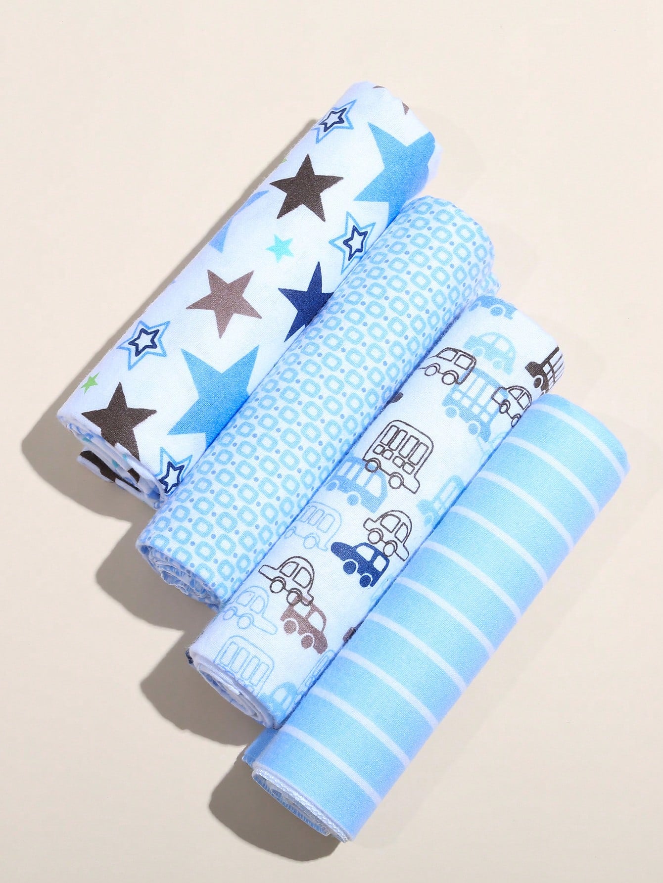 4pcs Baby Soft Swaddle Blankets, Newborn Cute Receiving Blankets