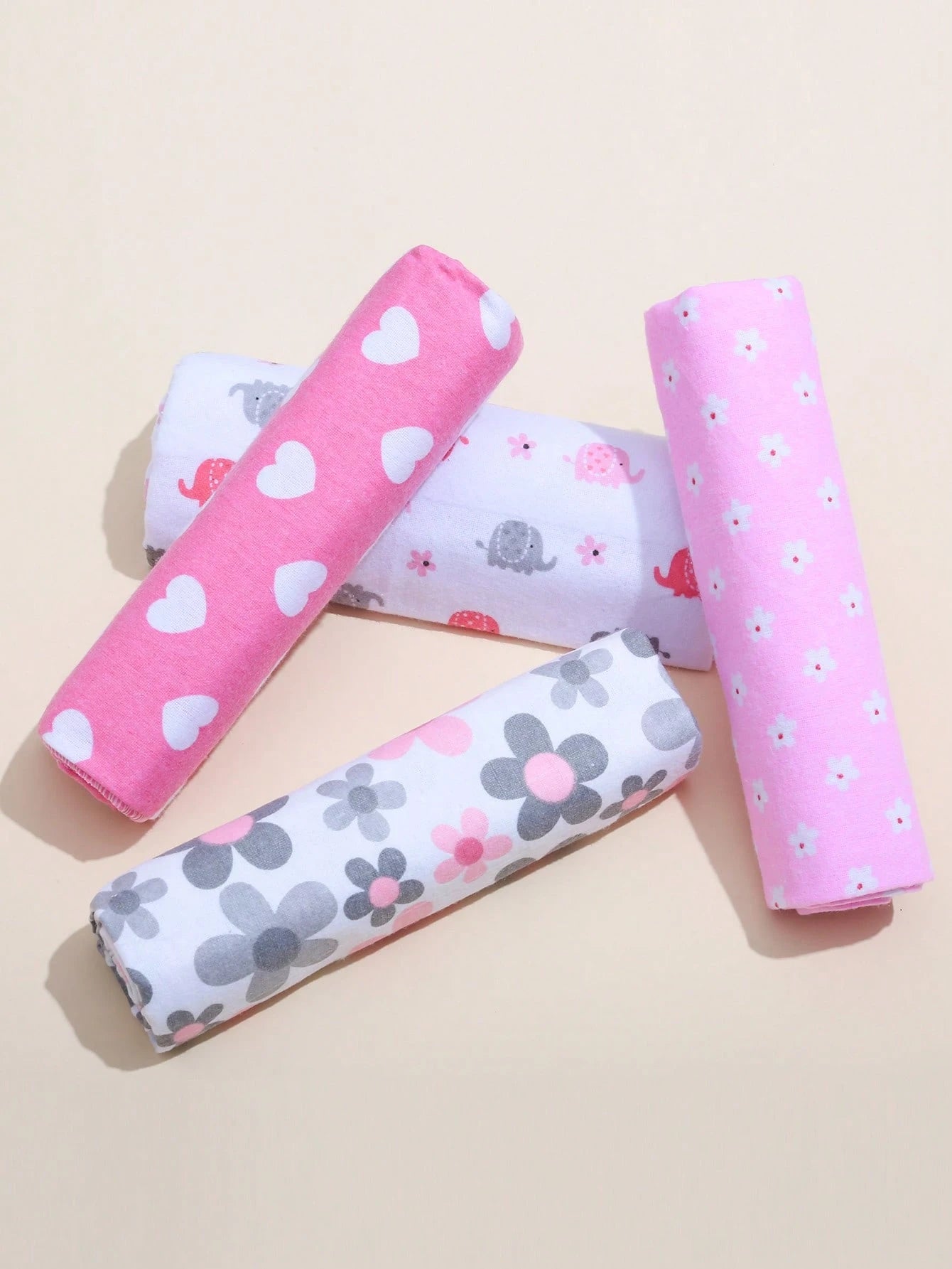 4pcs Baby Soft Swaddle Blankets, Newborn Cute Receiving Blankets