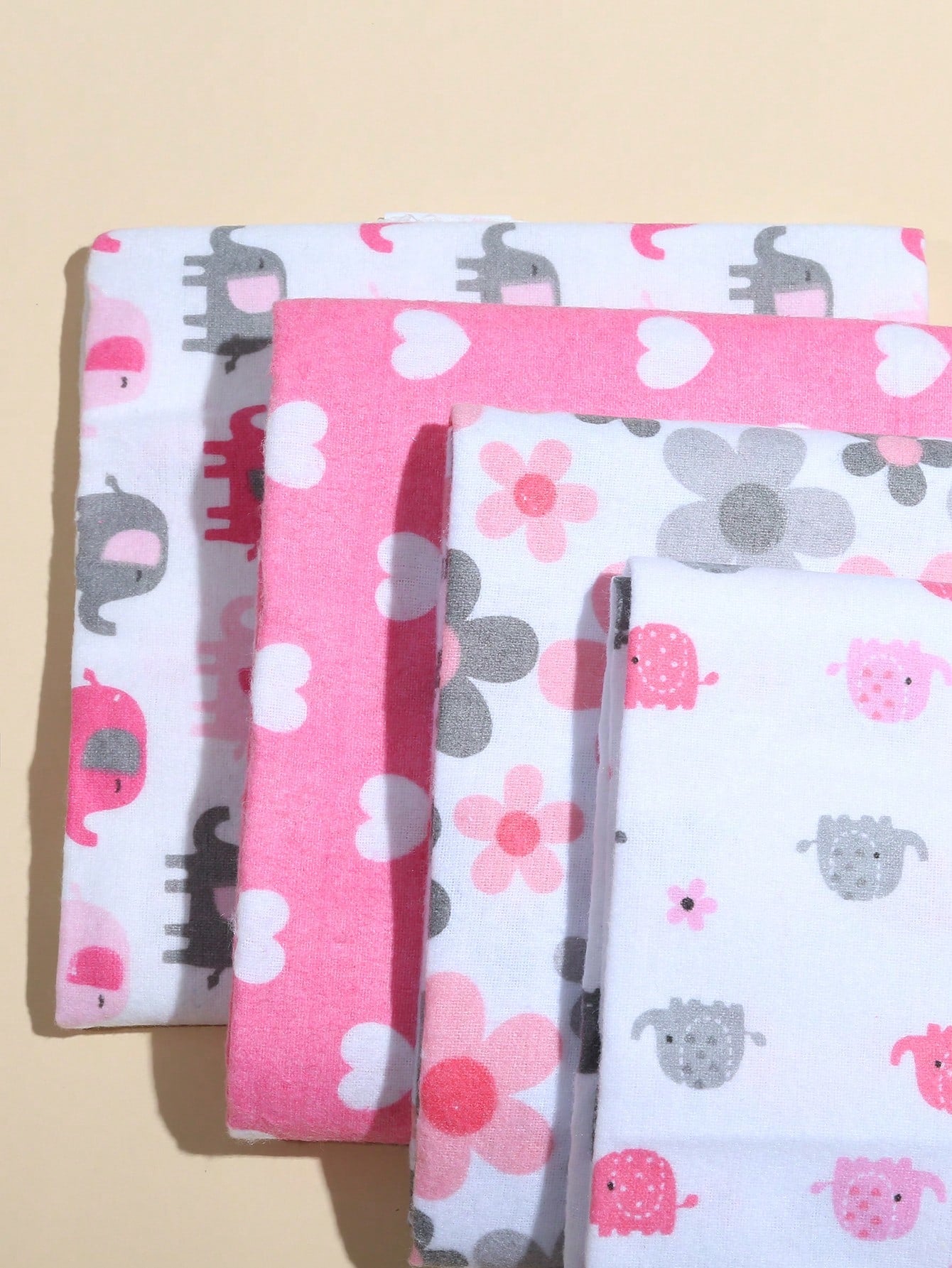4pcs Baby Soft Swaddle Blankets, Newborn Cute Receiving Blankets