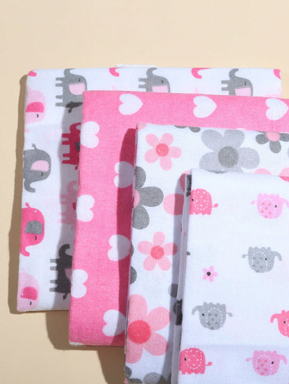 4pcs Baby Soft Swaddle Blankets, Newborn Cute Receiving Blankets