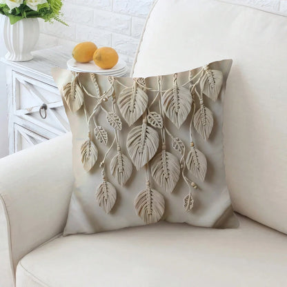 4pcs Bohemian Geometric Tassel Moon Floral Pillow Covers, Vintage Soft Color Mandala Flower Leaf Print Pattern, Single-Sided 2D Flat Printing, Non-3D Real Weaving Effect, Soft Comfortable Polyester Cu