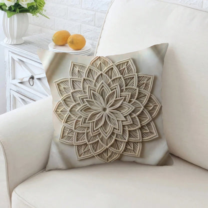 4pcs Bohemian Geometric Tassel Moon Floral Pillow Covers, Vintage Soft Color Mandala Flower Leaf Print Pattern, Single-Sided 2D Flat Printing, Non-3D Real Weaving Effect, Soft Comfortable Polyester Cu