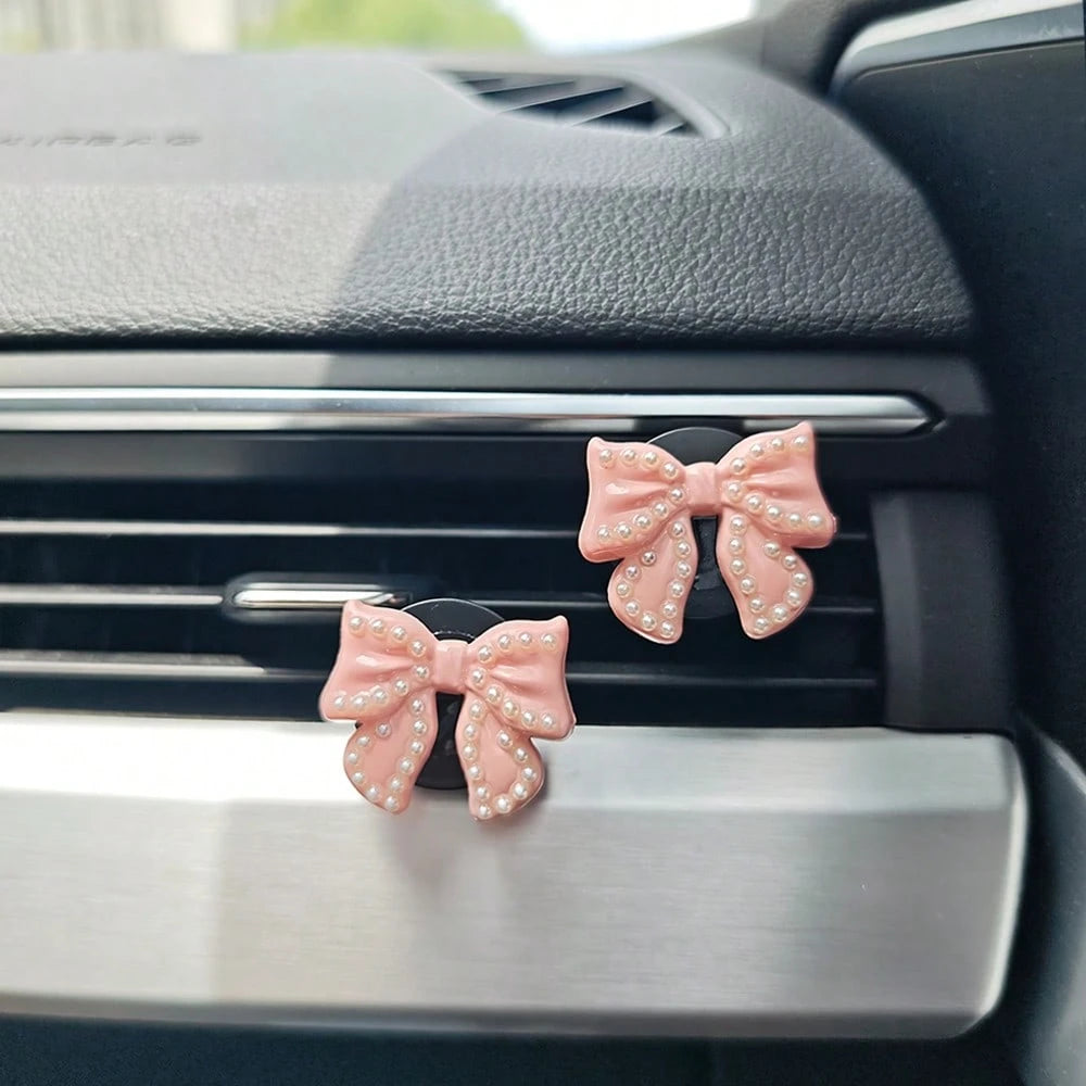 4pcs Bow Tie Air Vent Clips, Fashionable & Cute Car Accessories, Fragrance-Free- For Decoration Only, Stylish Design| Lightweight, Car Decor