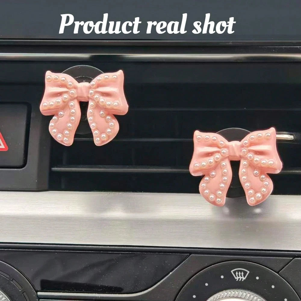 4pcs Bow Tie Air Vent Clips, Fashionable & Cute Car Accessories, Fragrance-Free- For Decoration Only, Stylish Design| Lightweight, Car Decor