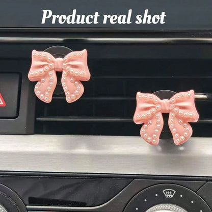 4pcs Bow Tie Air Vent Clips, Fashionable & Cute Car Accessories, Fragrance-Free- For Decoration Only, Stylish Design| Lightweight, Car Decor