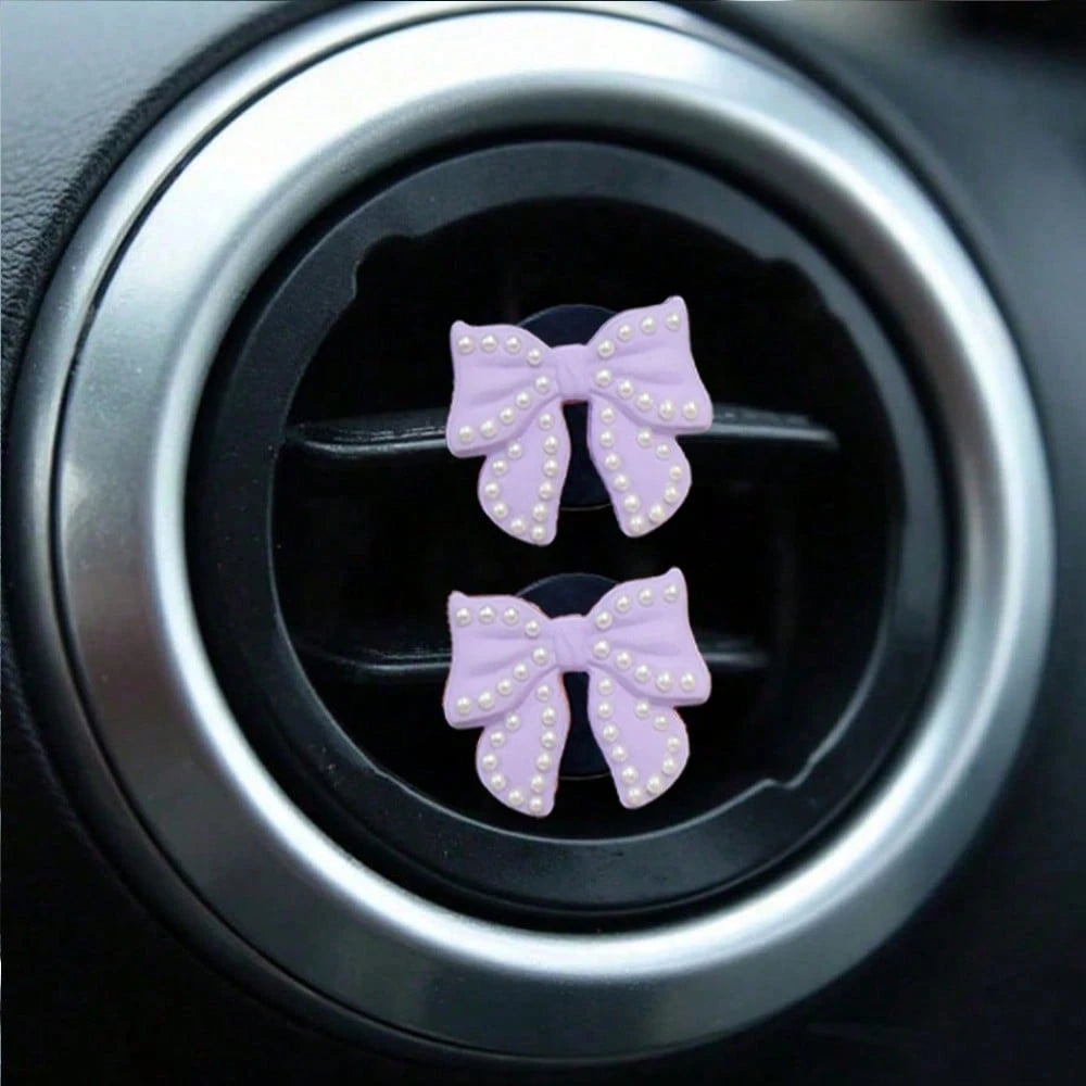 4pcs Bow Tie Air Vent Clips, Fashionable & Cute Car Accessories, Fragrance-Free- For Decoration Only, Stylish Design| Lightweight, Car Decor