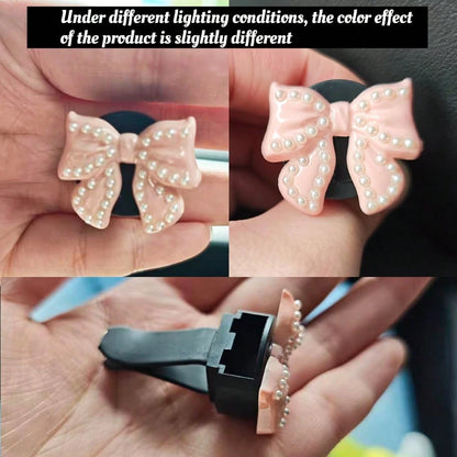 4pcs Bow Tie Air Vent Clips, Fashionable & Cute Car Accessories, Fragrance-Free- For Decoration Only, Stylish Design| Lightweight, Car Decor