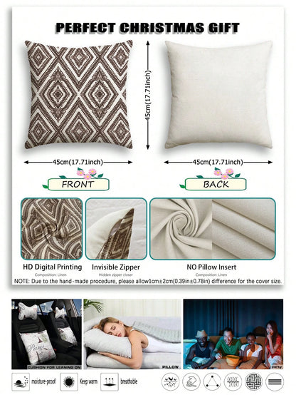 4pcs,Decorative Throw Pillow Covers,Geometric Pattern,Polyester Fiber Cushion Covers,Invisible Zipper,Machine Washable,Minimalist Fashion Line Pattern,Zipper Closure,Home Decorative Throw Pillow Cover