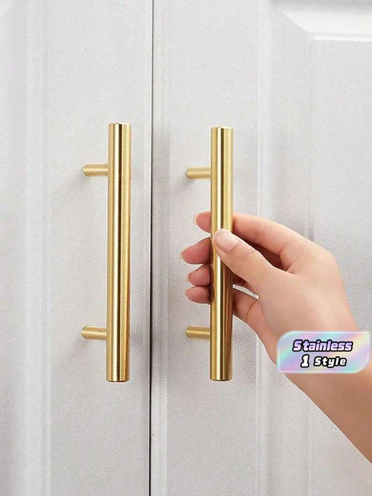 4pcs Golden Cabinet Pulls Stainless Steel Kitchen Drawer Pulls Door Handles And Knobs Bathroom Bedroom Furniture Cabinet Handles