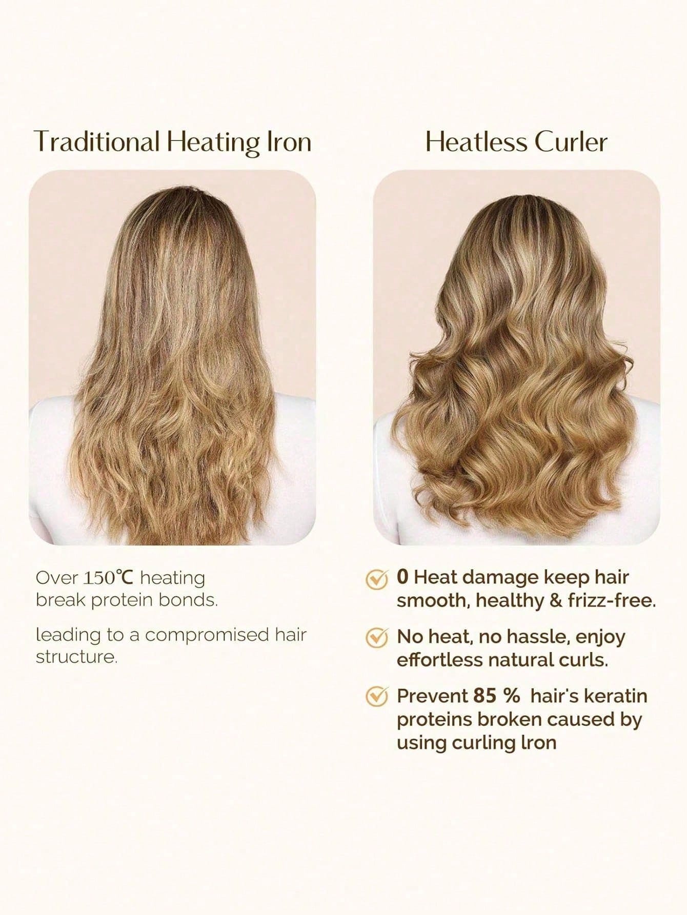 4pcs Heatless Curling Rod Set, No Heat Required, Wearable For Sleep, Ultra Soft Ribbon Wrap For Long Hair, Includes Hair Ties And Hair Clips, Suitable For All Hair Types, Overnight Use