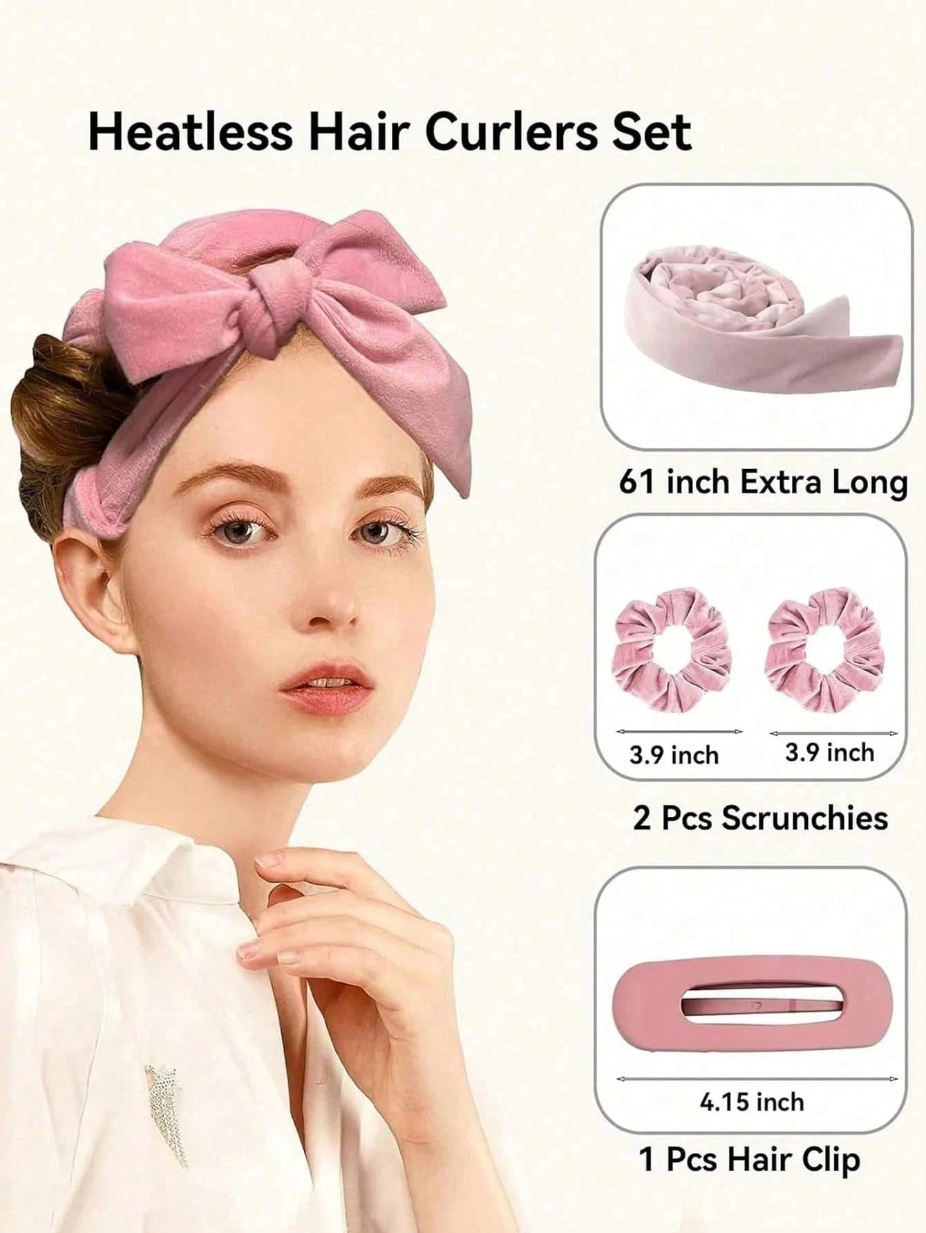 4pcs Heatless Curling Rod Set, No Heat Required, Wearable For Sleep, Ultra Soft Ribbon Wrap For Long Hair, Includes Hair Ties And Hair Clips, Suitable For All Hair Types, Overnight Use