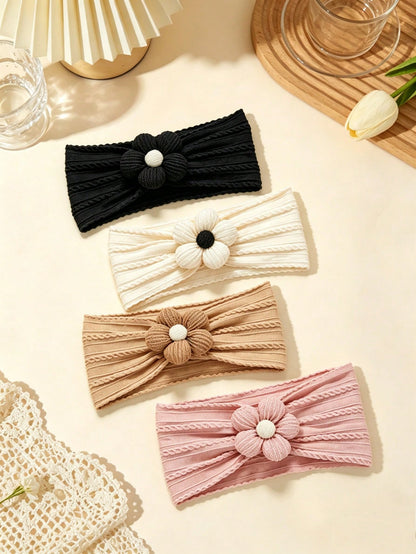 4pcs/Pack Multicolor Soft Elastic Baby Headbands, Breathable, Suitable For All Seasons, Perfect Gift And Photo Prop