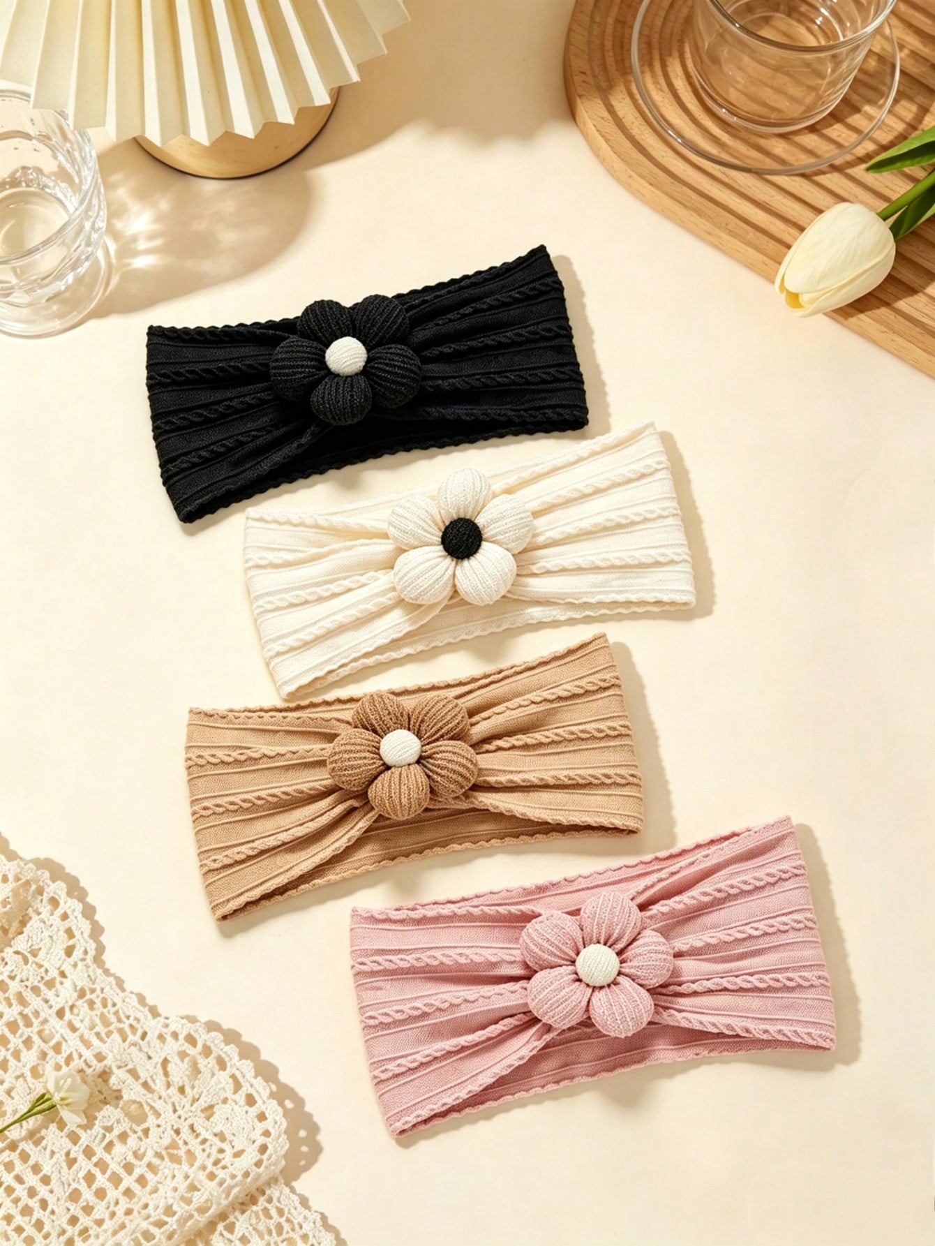 4pcs/Pack Multicolor Soft Elastic Baby Headbands, Breathable, Suitable For All Seasons, Perfect Gift And Photo Prop