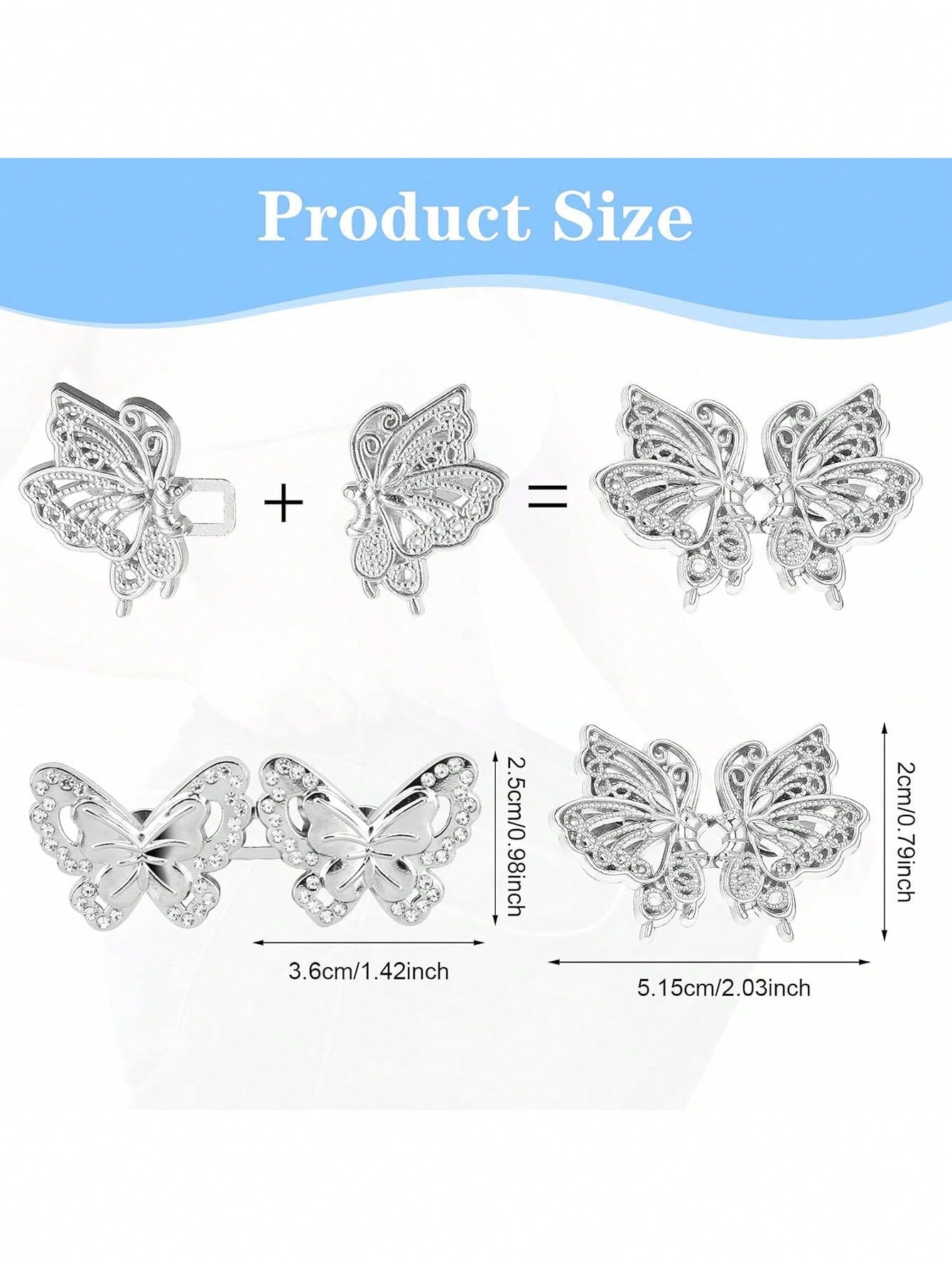 4pcs Pant Tightener, Butterfly Jeans Button Loose Jeans Waist Cinchers, Adjustable & Detachable Clips For Waist, Seamless Button Lets Jeans Fit Smaller