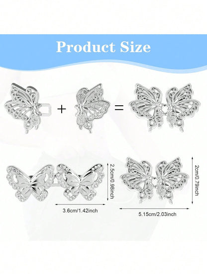 4pcs Pant Tightener, Butterfly Jeans Button Loose Jeans Waist Cinchers, Adjustable & Detachable Clips For Waist, Seamless Button Lets Jeans Fit Smaller