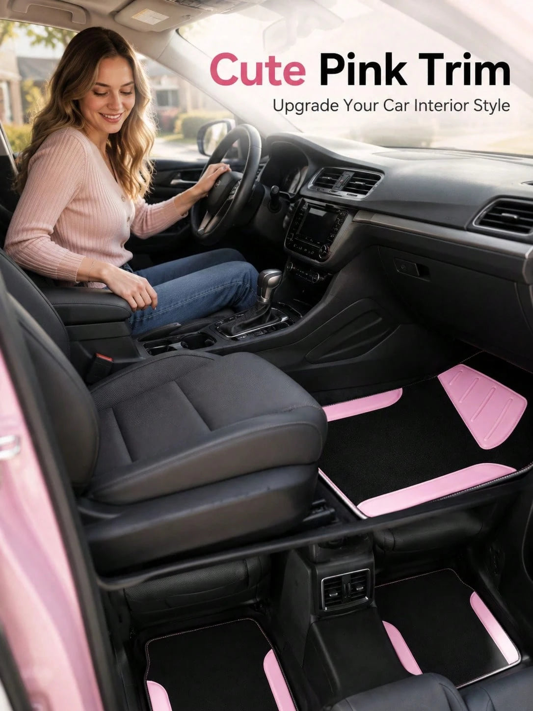 4pcs Patterned Car Floor Mats, Simple & Stylish, Water-Absorbent & Anti-Slip, Washable, Fashionable Interior Protection, Suitable For Sedans, Hatchbacks And SUVs, All-Season Use, Car Owner Essential