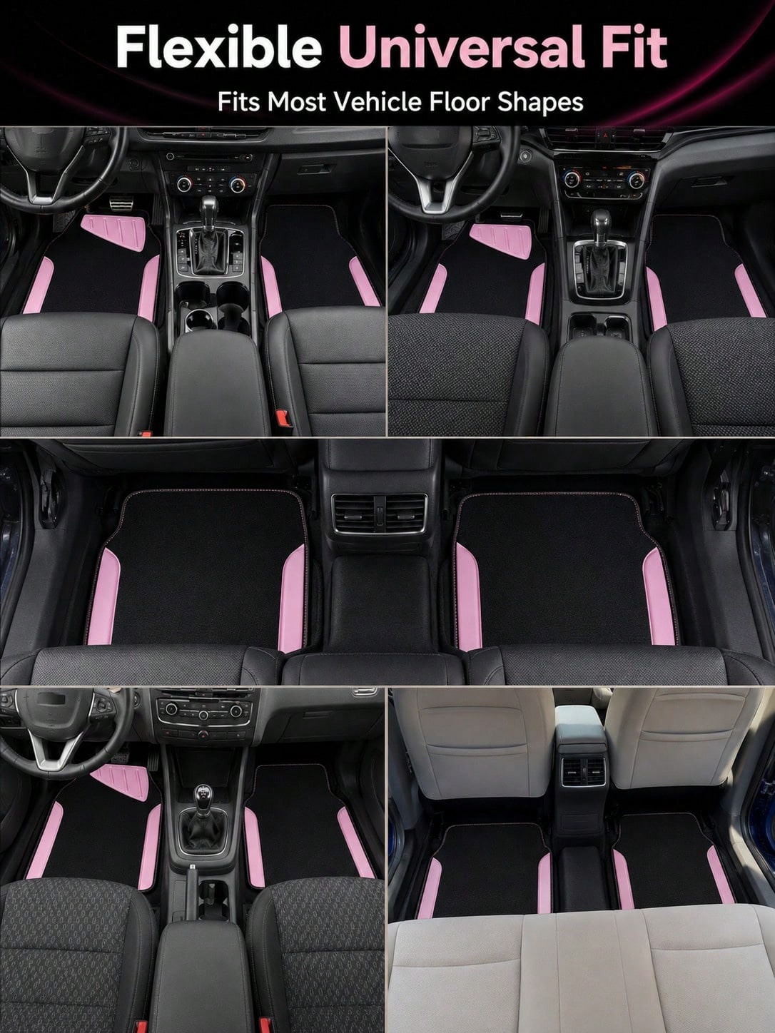 4pcs Patterned Car Floor Mats, Simple & Stylish, Water-Absorbent & Anti-Slip, Washable, Fashionable Interior Protection, Suitable For Sedans, Hatchbacks And SUVs, All-Season Use, Car Owner Essential
