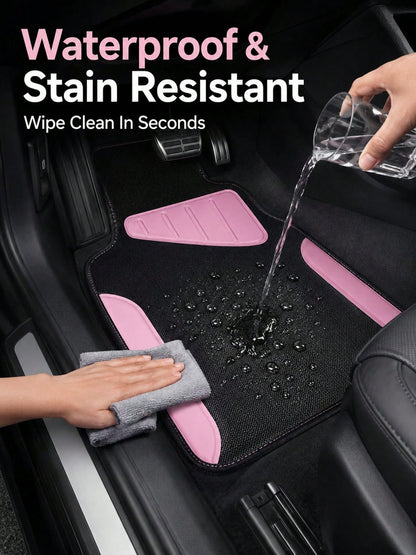 4pcs Patterned Car Floor Mats, Simple & Stylish, Water-Absorbent & Anti-Slip, Washable, Fashionable Interior Protection, Suitable For Sedans, Hatchbacks And SUVs, All-Season Use, Car Owner Essential