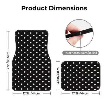 4pcs Polka Dot Pattern Car Floor Mats- Fashionable, Anti-Pollution, Anti-Slip, Easy To Clean, Fit For All Vehicles, Front & Rear Seat Mats, Protective Car Mats Against Dirt And Dust, Suitable For Wo