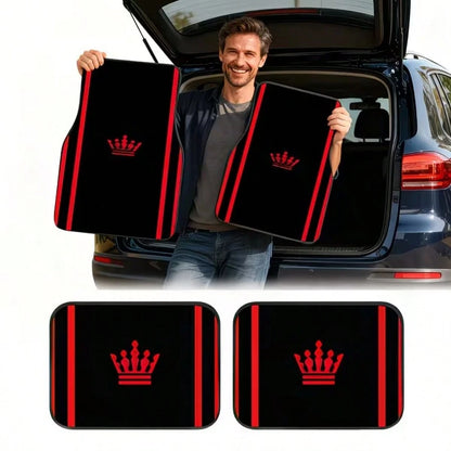 4PCS Red Crown Print Fashion Minimalist Car Floor Mats, Anti-Slip Stable No Displacement, Durable And Wear-Resistant, All-Season Use, Practical Car Interior Decoration Accessories