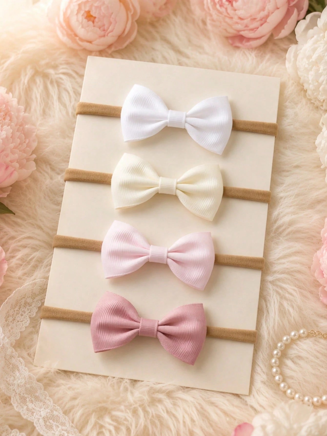 4pcs/Set Cute Baby Girl Headbands With Bows, Suitable For Daily Use (Card Not Included)