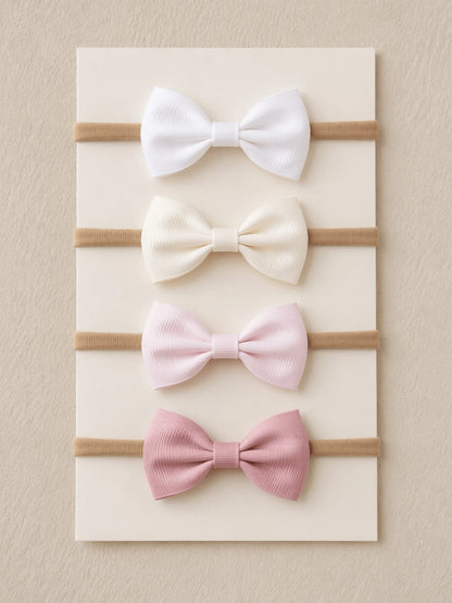 4pcs/Set Cute Baby Girl Headbands With Bows, Suitable For Daily Use (Card Not Included)