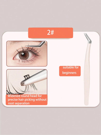4pcs Set Eyelash Curler, Stainless Steel Tweezers, Curved Tweezers, Beauty Eyelash Extension Tools, Precision Eyelash Tweezers For Craft, Sticker Tweezers, Suitable As Gift And Decoration, Can Be Used