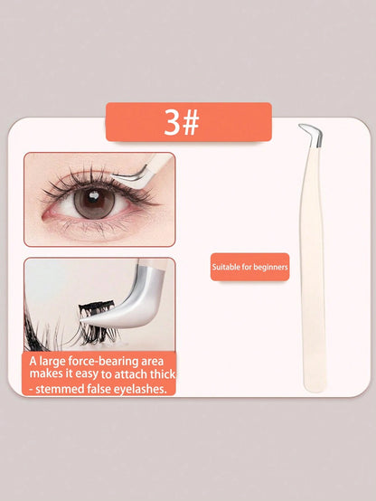 4pcs Set Eyelash Curler, Stainless Steel Tweezers, Curved Tweezers, Beauty Eyelash Extension Tools, Precision Eyelash Tweezers For Craft, Sticker Tweezers, Suitable As Gift And Decoration, Can Be Used