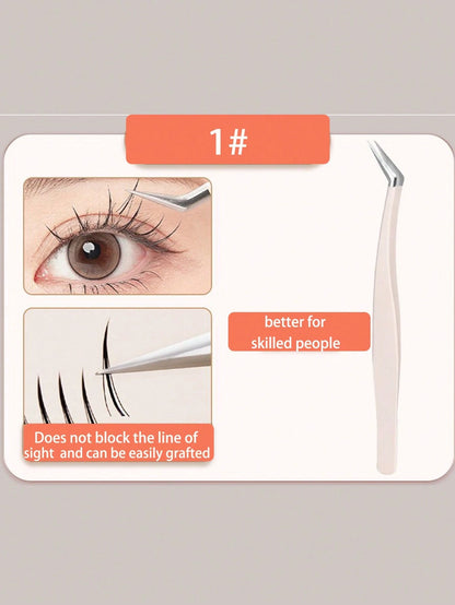 4pcs Set Eyelash Curler, Stainless Steel Tweezers, Curved Tweezers, Beauty Eyelash Extension Tools, Precision Eyelash Tweezers For Craft, Sticker Tweezers, Suitable As Gift And Decoration, Can Be Used