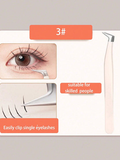 4pcs Set Eyelash Curler, Stainless Steel Tweezers, Curved Tweezers, Beauty Eyelash Extension Tools, Precision Eyelash Tweezers For Craft, Sticker Tweezers, Suitable As Gift And Decoration, Can Be Used