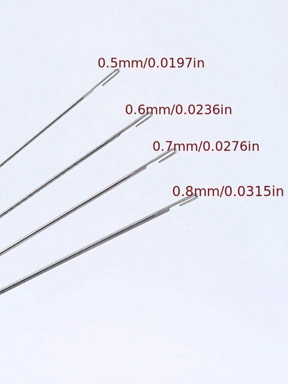 4pcs Set Of Bead Needles With Side Openings For Easy Threading, Suitable For Handicraft And DIY Bead Making 17cm/6.69inch With Storage Tube
